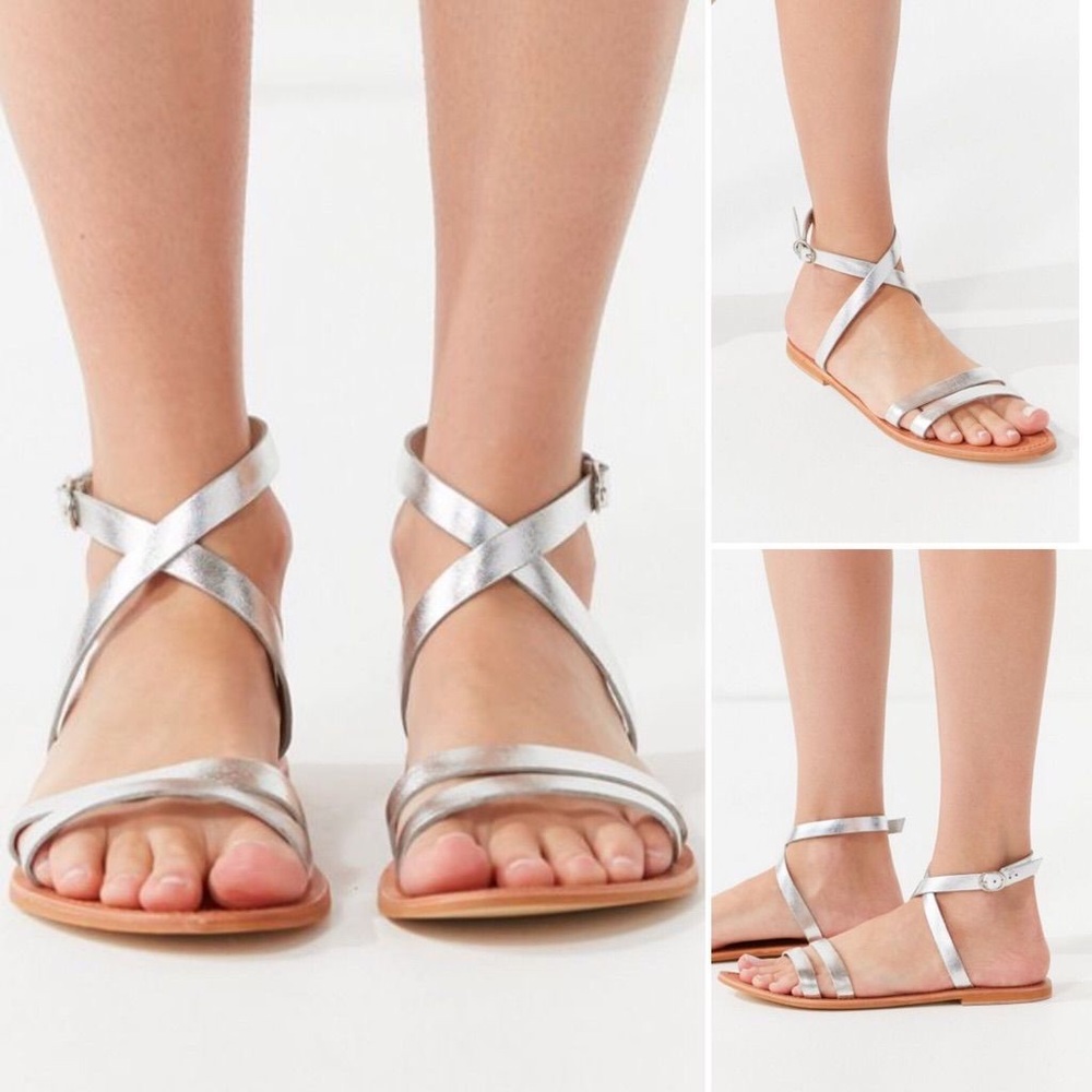 Urban Outfitters Silver Wrap Sandals